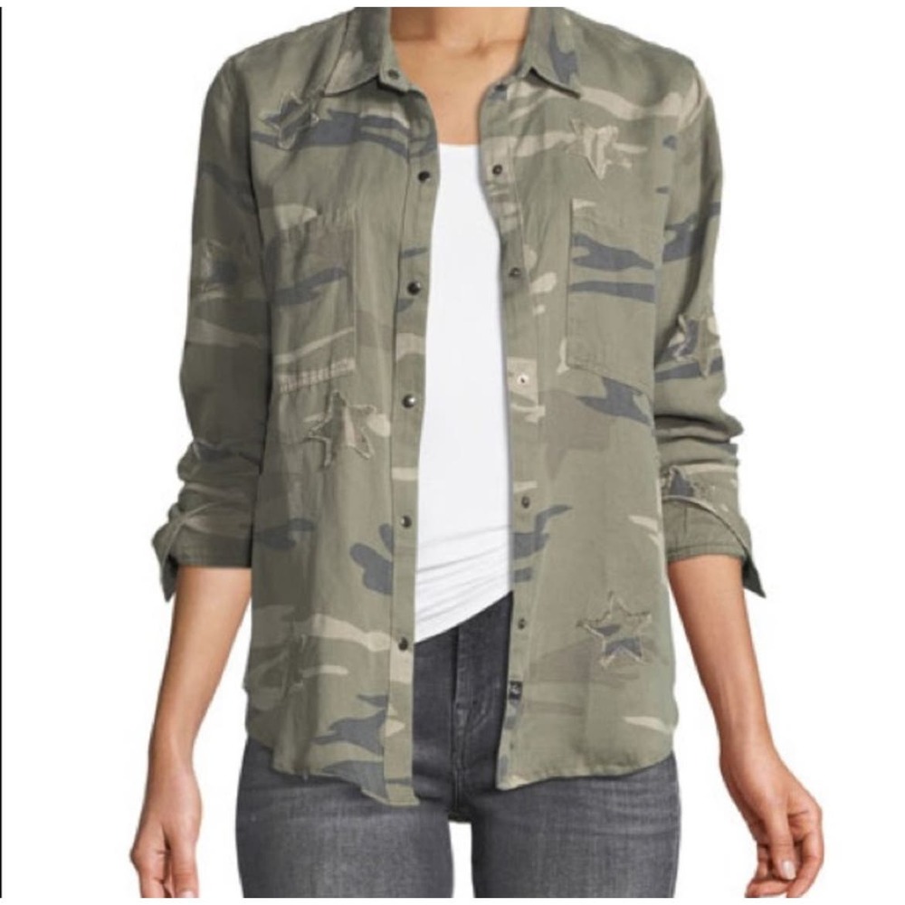 Rails Olive Camo Button-Front Utility Shirt Jacket